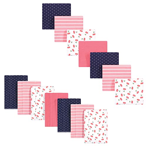 Hudson Baby Unisex Baby Cotton Flannel Burp Cloths and Receiving Blankets, 14-Piece, Cherry, One Size - color: Cherry, size: One Size