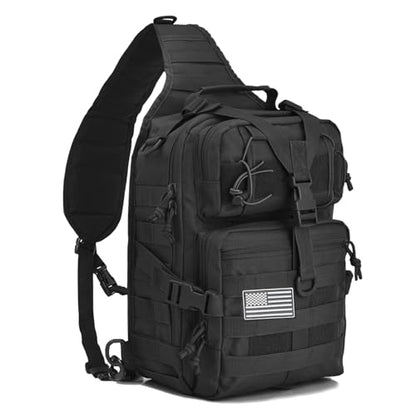 Tactical Sling Bag, Sport Bag Military Rover Shoulder Backpack EDC Assault Range Bag, Chest Pack Handbag Waterproof - color: Black