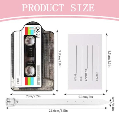 Retro Cassette Tape Shaped PU Leather Luggage Tag Travel Bag Tags