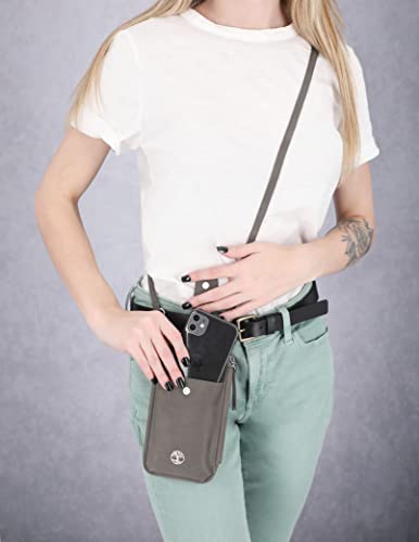 Timberland Women's RFID Leather Phone Crossbody Wallet Bag - color: Castlerock (Nubuck)