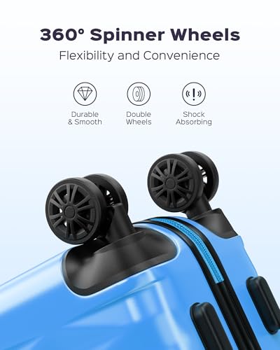 Suitour Luggage Set of 3,Hard Case Lightweight Luggage Sets with Spinner Wheels TSA Locck for Travel… - color: Blue, size: 3-Piece Set (20+24+28)