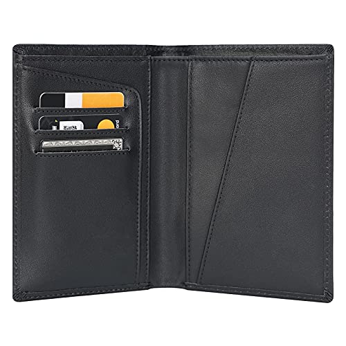 Polare RFID 차단 가죽 여권 홀더 여행용 바이폴드 지갑 남성용, 블랙., RFID 차단 지갑 - color: 블랙.