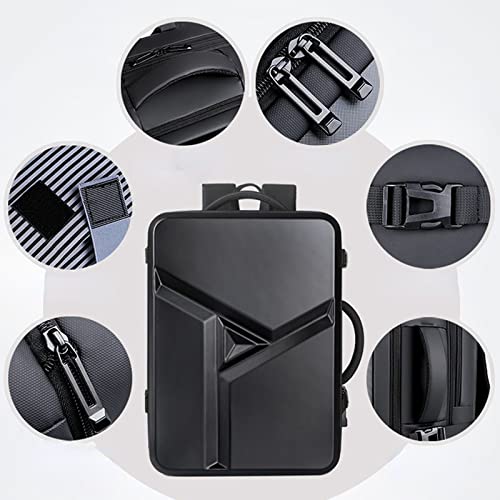 Hard Shell Laptop Backpack for Men, 35L Expandable Business Travel Backpacks Anti Theft Gaming Computer Bag with USB Port Wet Pocket 17 Inch - color: Black