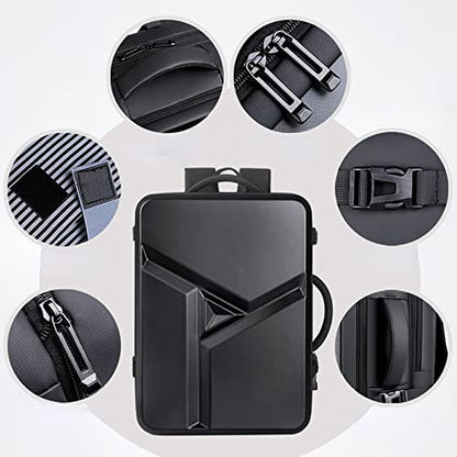 Hard Shell Laptop Backpack for Men, 35L Expandable Business Travel Backpacks Anti Theft Gaming Computer Bag with USB Port Wet Pocket 17 Inch - color: Black