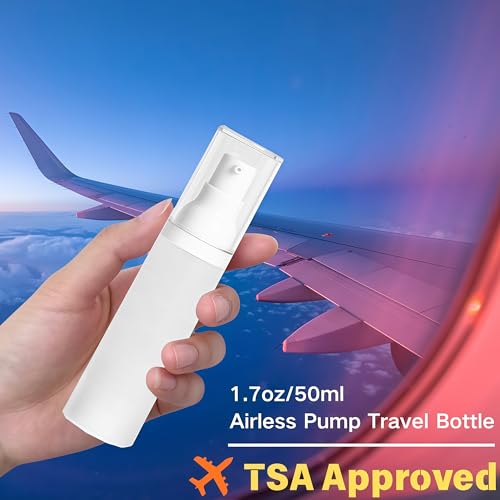 1.7oz/50ml Airless Pump Bottle | TSA Approved Travel Size Bottles - size: 1.7oz/50ml-(Pack of 3) & Lotion Bottle