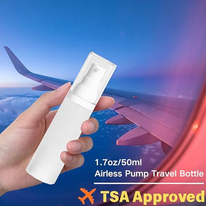 1.7oz/50ml Airless Pump Bottle | TSA Approved Travel Size Bottles - size: 1.7oz/50ml-(Pack of 3) & Lotion Bottle