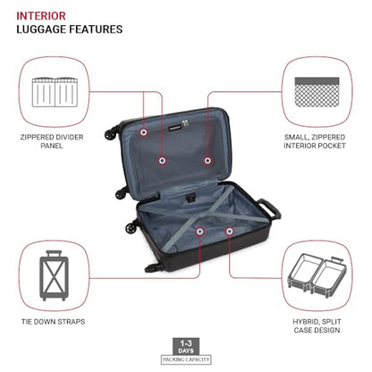SwissGear 8018 Expandable Luggage Set, 3-Piece Hardside Luggage Set with Spinner Wheels - color: Black, size: 3-Piece Set (20/24/27)