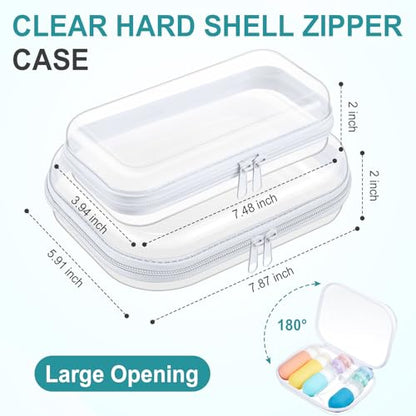 Ceenna 2 Pcs Clear Zipper Case Hard Shell Pouches,Medium + Slim Long Set - size: Medium + Slim Long Set