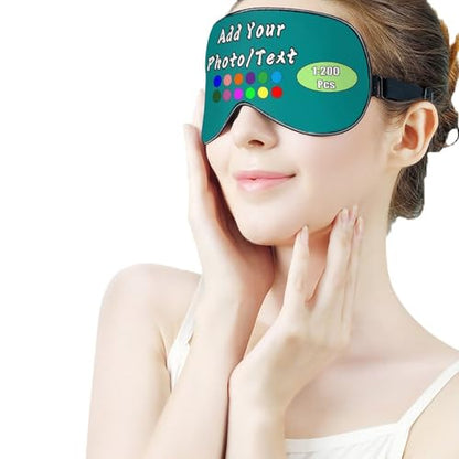 Personalized Eye Mask 1-200 Pcs Custom Eye Cover for Men&Women Customized Eyeshade with Adjustable Strap for Sleeping Travel Work Naps, Darkcyan - color: Darkcyan