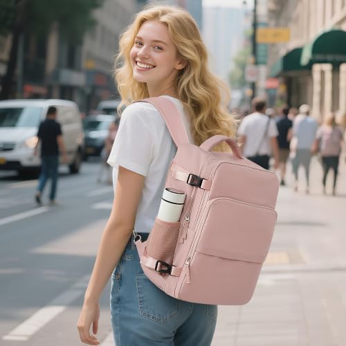 Sinaliy Travel Backpack for Women, Airline Approved Personal Item Bag - color: Pink, size: Large