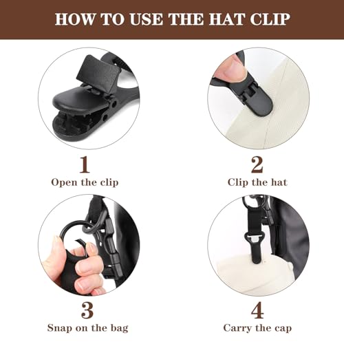 Niveaya Hat Clip for Travel on Bag, Strong Clip Secure Hold, 2 Pack - color: 2pcs Black+black