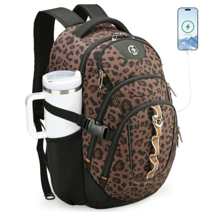 Swissdigital Design Backpack for Men with USB Charging Port SD803-103 - color: Brown Leopard