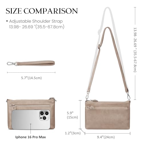 befen Genuine Leather Wristlet Clutch Wallet Purses with RFID Blocking - color: Nude
