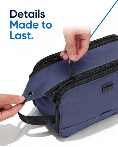 ZEEMO Travel Toiletry Bag for Men, Full Open Dopp Kit with Dual Compartment - color: Blue, size: Medium