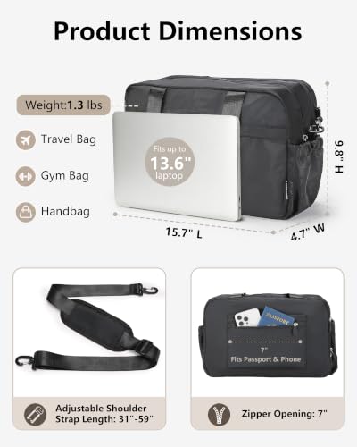 Expandable Travel Bag, Underseat Carry-On Weekender, Black - color: Black