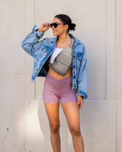 Capolo Crossbody Bags for Women Waterproof Sling Shoulder Bag Fanny Pack - color: Grey, size: Medium
