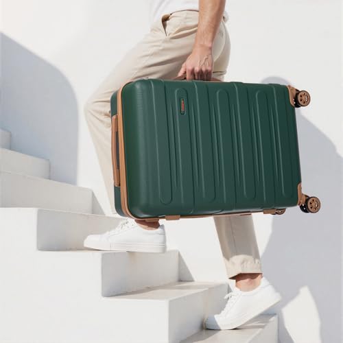 Cobens Luggage Sets 5 Piece, Suitcase with Wheels, 20/24/28inch, DarkGreen - color: DarkGreen