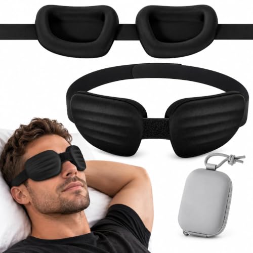 CLOZIA Sleep Mask for Men Women, 0.6" Deep Eye Cups for Lash Extensions & Side Sleepers, Adjustable Sleeping Eye Mask for CPAP Users, Blocking Eye Masks for Sleep, Soft Memory Foam, Black - color: Black