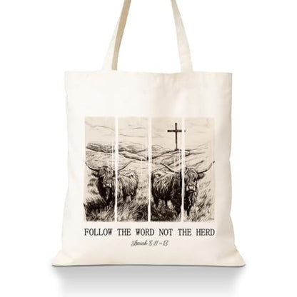 Book Lover Tote Bag with Funny Reading Quote Bag - color: Cow