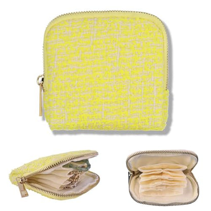 Jewelry Organizer Case, Small Travel Tweed Pouch, Portable(Lemon Yellow) - color: Lemon Yellow