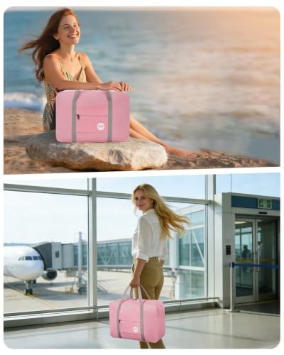 WANDF Personal Item Travel Bag, Carry On Duffle Bag Women - color: Coral Pink