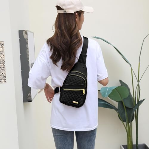 Small Sling Bag For Women Men Fashion Casual Crossbody Sling Backpack Solid Wallet - color: Black
