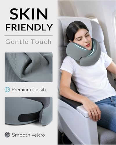 Travel Neck Pillow - Memory Foam Airplane Neck Pillow with Chin Support