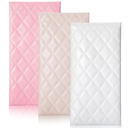 TRIUMPH VISION Eyeglass Case Glasses Case Soft Sunglass Pouch Sleeve 3 Pack - color: Pu Quilted (Pink, Beige, White)