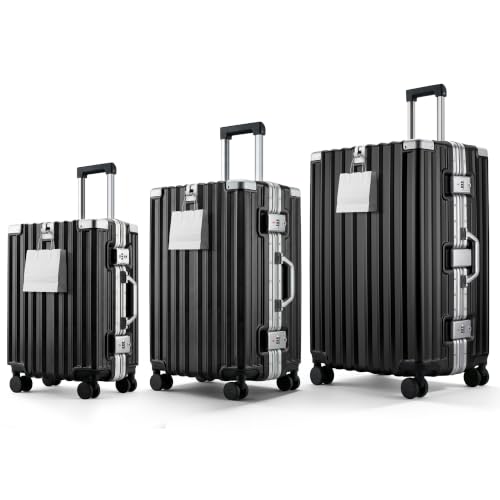 3-Piece Zipperless Luggage Set, 20/24/28 Inch Suitcases - color: Black, size: TSA 20-inch & 24-inch & 28-inch