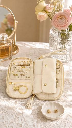 Lolalet Travel Jewelry Case Organizer, Ultra-Slim Soft Pouch -Apricotpink - color: Apricotpink