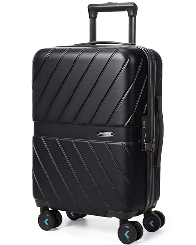 BAGSMART Carry On Luggage 22x14x9 Airline Approved With TSA Lock, 1OO% Polycarbonate Hardside Luggage with Spinner Wheels, Durable Hard Shell Carry On Suitcase 20 inch Black - color: Black, size: Carry On 20 Inch