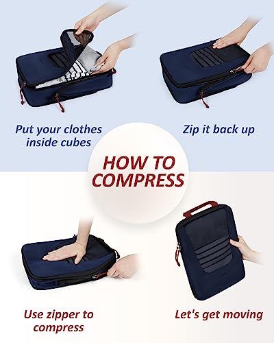 Bagsmart Compression Packing Cubes, Travel Bag Cruise Ship Essentials - color: Dark Blue