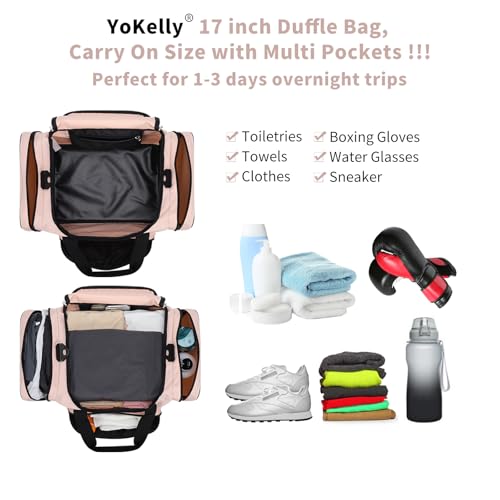 Small Gym Duffle Bag, 17 inch, Pink - color: Pink, size: 17 inch