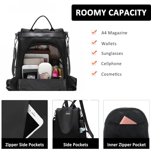 Large Travel Backpack for Women Waterproof Back Pack Black Shoulder Bag Fashion Backpack Purse Anti-Theft Daypack for College Work - color: Black