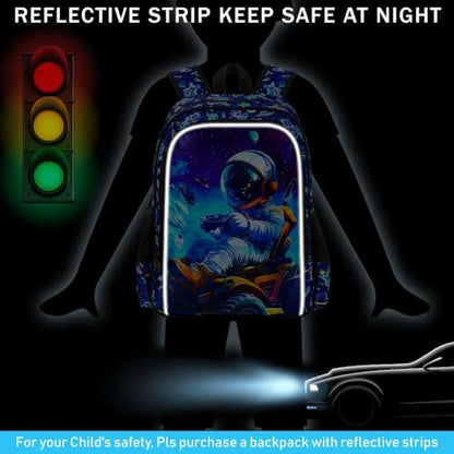 CCJPX 3Pcs Backpack for Boys, 16 Inch Preschool Elementary Kindergarten School Backpacks and Lunch Box - color: Blue Astronaut 001