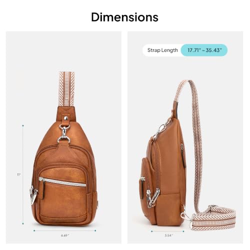 TOPEAST Sling Bag for Women, Anti-Theft Crossbody Bag with RFID Blocking - color: Brown