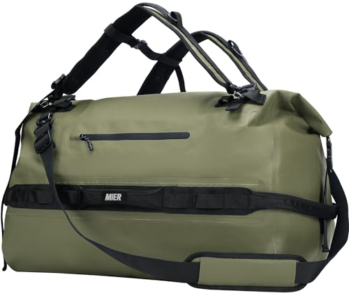 MIER Large Waterproof Duffel Bag - 60L/80L Dry Bag Backpack - color: Army Green, size: 60L