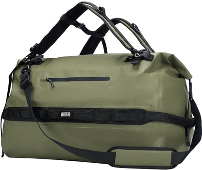 MIER Large Waterproof Duffel Bag - 60L/80L Dry Bag Backpack - color: Army Green, size: 60L