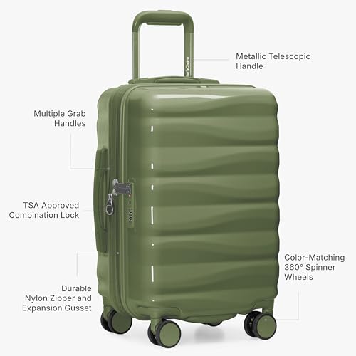Traveler's Choice Edinburgh II Hardside Spinner Luggage, TSA Lock, Green, 2 Piece Set (21/29) - color: Green, size: 2 Piece Set (21/29)