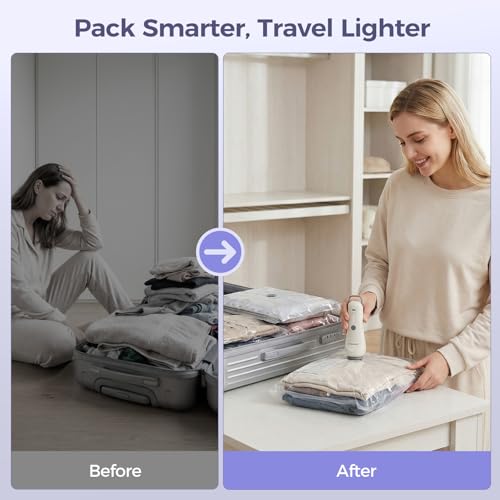 Travel Vacuum Bags with Electric Pump, 80% Space Saver, 9-Piece - style: 9 Combo Travel Size