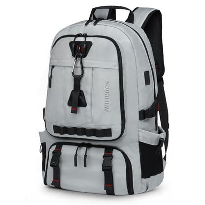 Travel Backpack with Shoe Compartment 45L TSA Carry on Fits 18.4" - color: Expandable Light Grey