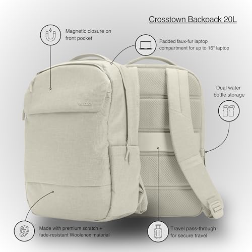 Incase Crosstown Backpack with Woolenex, 20L, Fits 16 in Laptops, Limestone - color: Limestone