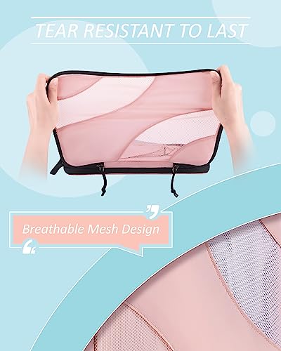 BAGSMART Compression Packing Cubes for Travel - color: Baby Pink 6pcs, size: Set of 6