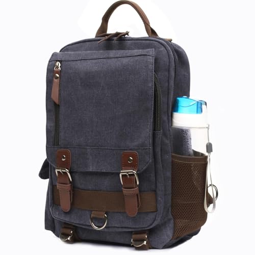 mygreen Canvas Cross Body Messenger Bag Shoulder Sling Backpack Travel Rucksack - color: Black L