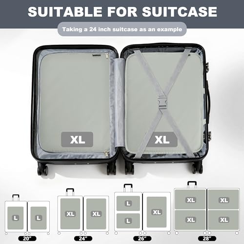 Compression Packing Cubes Travel Packing Suitcase Organizer Bags, Grey - color: Grey, size: Large