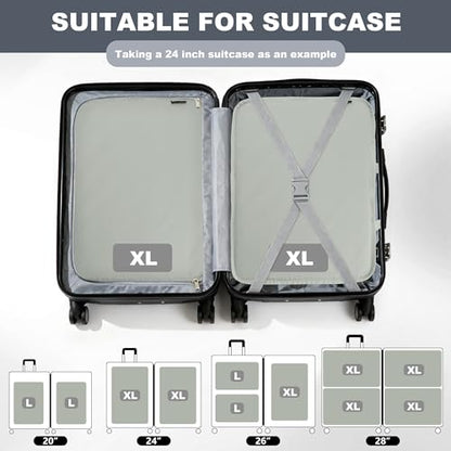 Compression Packing Cubes Travel Packing Suitcase Organizer Bags, Grey - color: Grey, size: Large