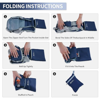 Small Hiking Backpack Packable Lightweight for Women Men - color: Navy Blue, size: 10L