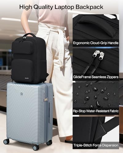 MILADA Travel Backpack, Expandable Carry On Backpack 28L-39L, Black - color: Black