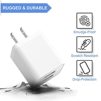 6Pack USB Wall Charger 2.4A Phone Charger Dual USB Port Cube Power Adapter - color: White