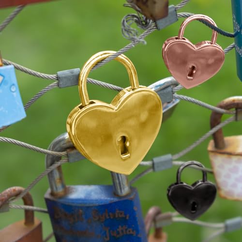 Mini Heart Shaped Padlock, Black, 3pcs - color: Black